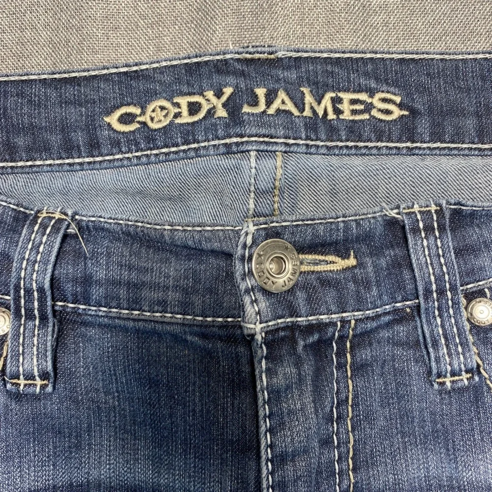 Cody James Mens Straight Leg Denim Jeans Blue Medium Wash 38x30 Western Stretch